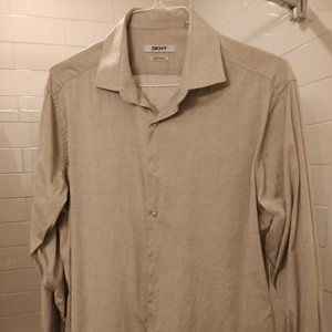 DKNY Men's Tan Dress Shirt L - 17 Neck